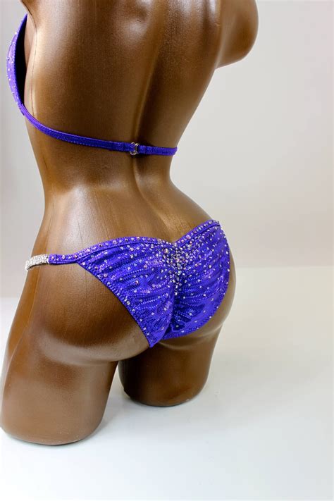 NPC IFBB Competition Bikini Deep Periwinkle Crystal Hologram Etsy