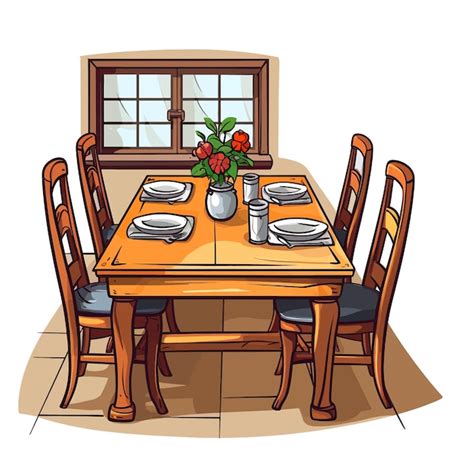 Premium Vector | Dining room vector clipart white background