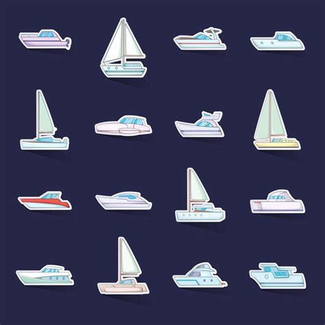 Yachts Icons Set Vector Sticker 21413928 Vector Art At Vecteezy