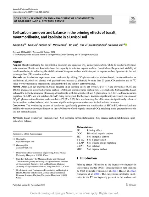 Soil Carbon Turnover And Balance In The Priming Effects Of Basalt