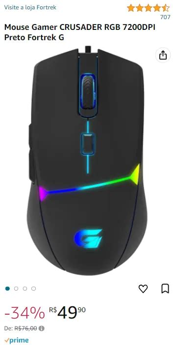 Mouse Gamer CRUSADER RGB 7200DPI Fortrek G Preto 139054 Canaltech