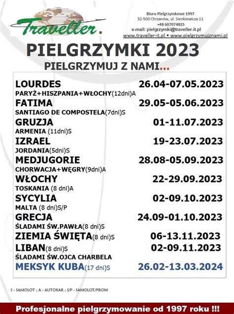 Pielgrzymki 2023 Parafia Pw Matki Boskiej Bolesnej W Czeladzi Piaskach