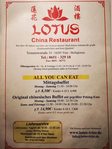 Speisekarte Von China Restaurant Lotus Trier