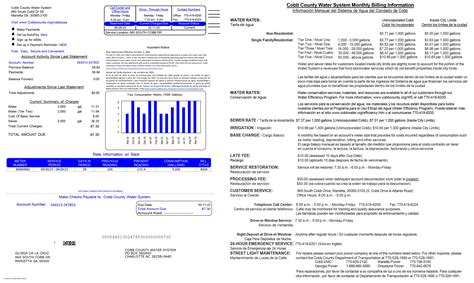 Water Bill Sample Cobb County Georgia