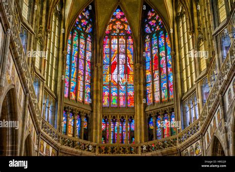 Stained Glass Window Apse Gothic St Vitus Cathedral St Vitus