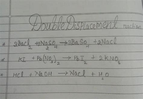 Give An Example Of A Double Displacement Reaction Other Than The One Give In Activity 6