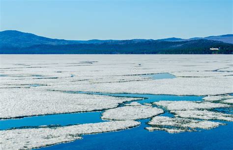 Cracked Ice On The Lake In The Spring. Broken Melting Ice In The Lake Stock Photo - Image of ...