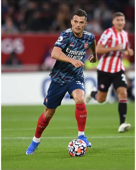 Photographic Print Of Granit Xhaka In Action Brentford Vs