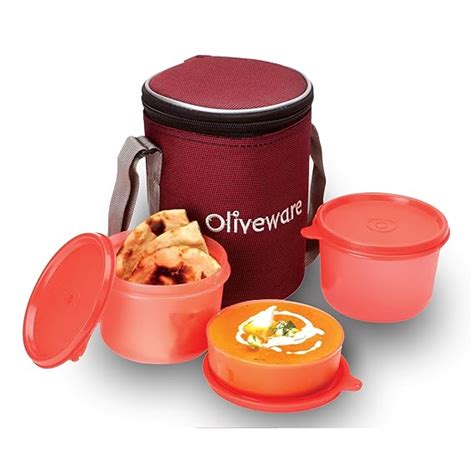 Buy Oliveware Easy Meal Plastic Lunch Box With Insulated Fabric Bag Bpa Free And Leak Proof Set