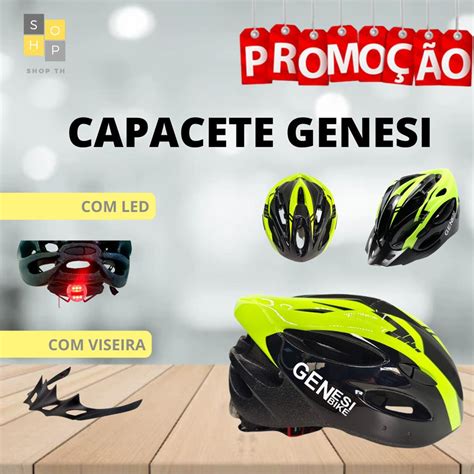 Capacete Sinalizador Led Ciclismo Bike Genesi Preto E Verde Shopee Brasil