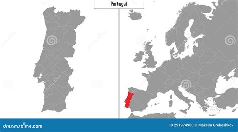 Map of Portugal and Location on Europe Map Stock Illustration ...