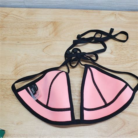 Triangl Bikini Top Womens Size M Pink White Black Colorblock String