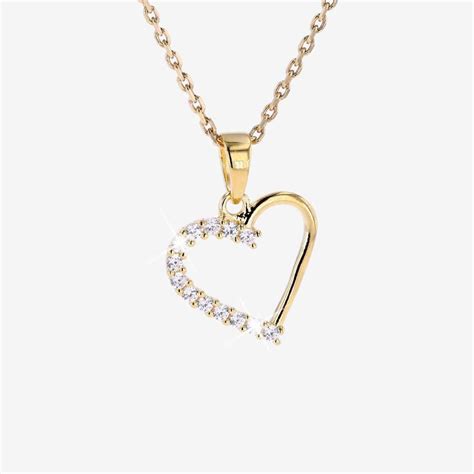 Ct Gold Vermeil On Silver Heart Necklace With Crystals Warren James