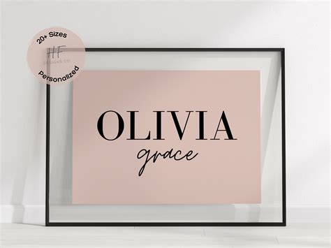 Blush Pink Kinderzimmer Name Print Name Poster Digitaldruck Mädchen