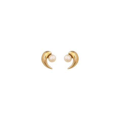 Boucles D Oreilles Enfant Dauphin Perle Et Or Jaune 9K