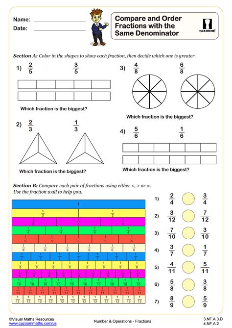 Teaching 4 Nf A 2 Compare Two Fractions With Different Worksheets Library