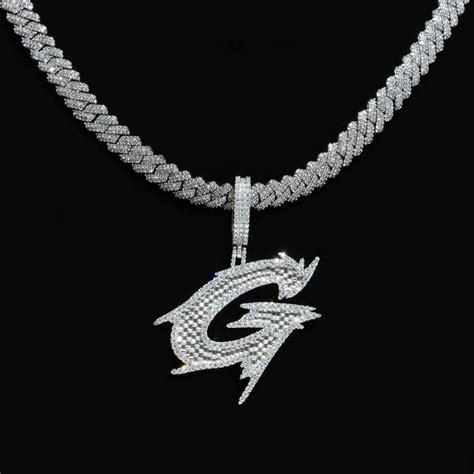 S925 Sterling Silver Moissanite Iced Out Letter Pendant Helloice