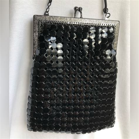 Vintage La Regale Small Black Sequin Clutch Shoulder Gem