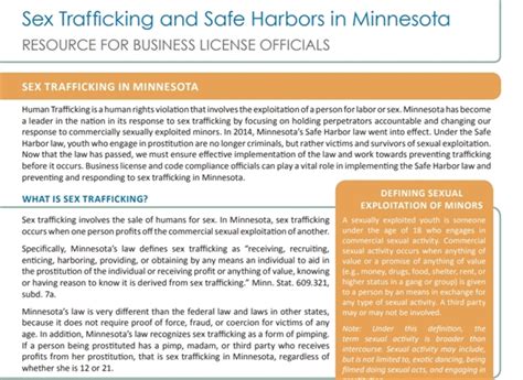 Sex Trafficking And Safe Harbors In Minnesota For Business License