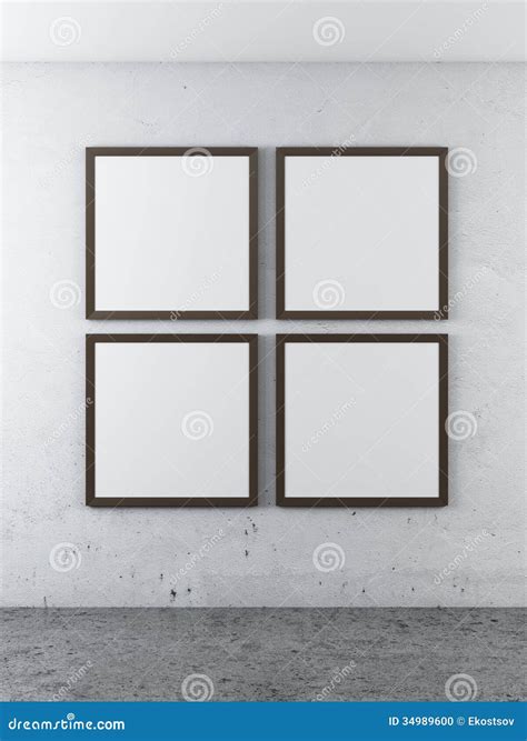 Four Frames On A Concrete Wall Stock Illustration Illustration Of