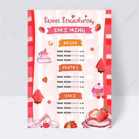 Pink Strawberry Dessert Shop Menu Design Template Download on Pngtree