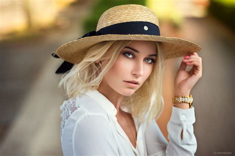 Wallpaper Women Hat Blonde Lods Franck Portrait Face X