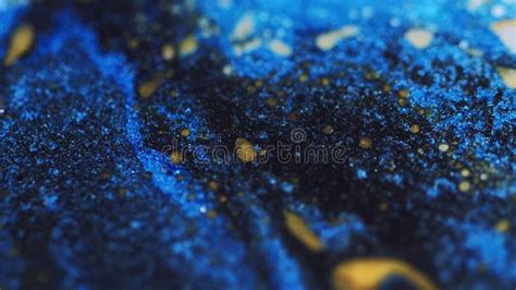 Oil Fluid Flow Glitter Texture Blue Golden Paint Stock Footage Video