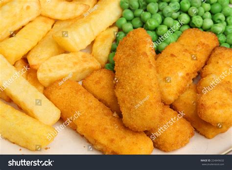 Fish Fingers Served Chips Peas Stock Photo 224849632 - Shutterstock