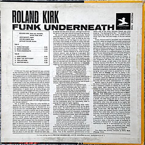 Roland Kirk With Brother Jack Mcduff Funk Underneath Vinyl Lp Us