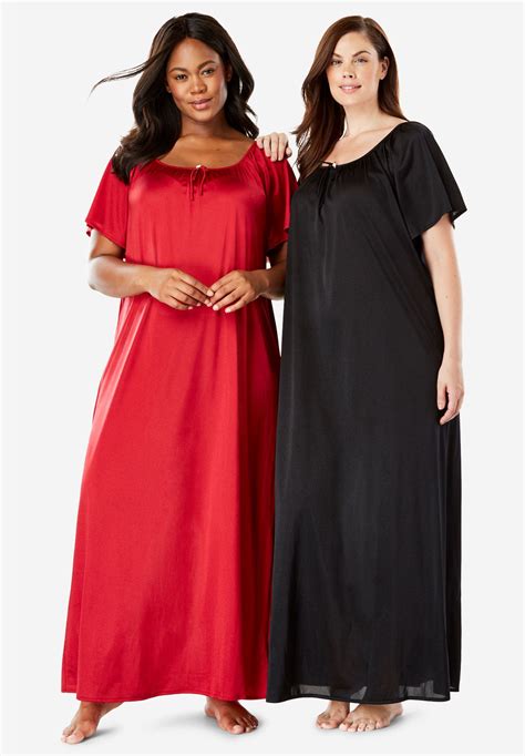 2 Pack Long Nightgown Set By Only Necessities® Plus Size Nightgowns Roamans