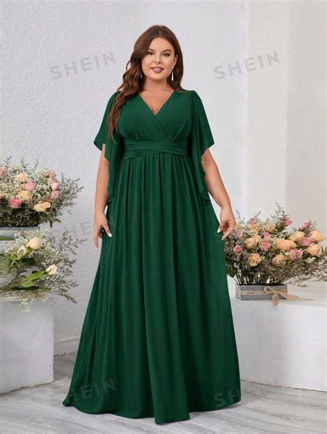 Shein Belle Robe De Demoiselle D Honneur Volants Grande Taille Avec