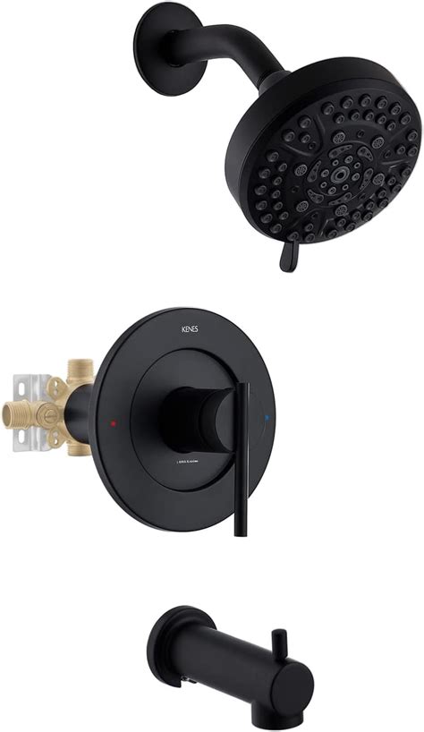 Kenes Modern Matte Black Shower Faucet Set Tub And Shower Trim Kit