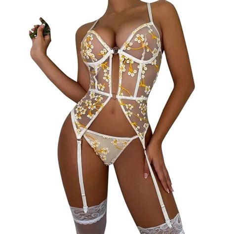 Women Sexy Fashion Lingerie Set With White Lace Straps Lingerie Corset