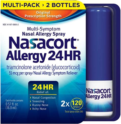 Nasacort Allergy 24hr Nasal Spray For Adults Non Drowsy 0 57 Fl Oz 240 Sprays Pack 2