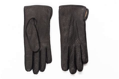 Men S Bespoke Peccary Leather Gloves Simple Style Hand Sewn Lined