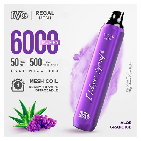 Ivg Regal Mesh Aloe Grape Ice 6000 Puff Nube Vape