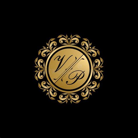 Gold Classy Wedding Sign Vp Letter Logo Stock Illustration