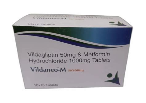 50 Mg Vildagliptin Metformin 1000 Mg Packaging Size 10 X 10 Tablets