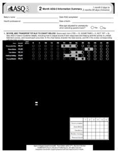 ASQ 3 Scoring Sheet 2 Months Naturopathic Pediatrics