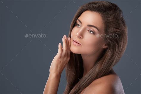 Beautiful Woman With Perfect Skin And Nude Make Up Stock Photo By BLACKDAY