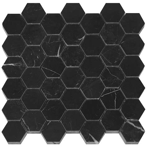 2x2 Nero Marquina Honed Hexagon Mosaic Stone Products Unlimited