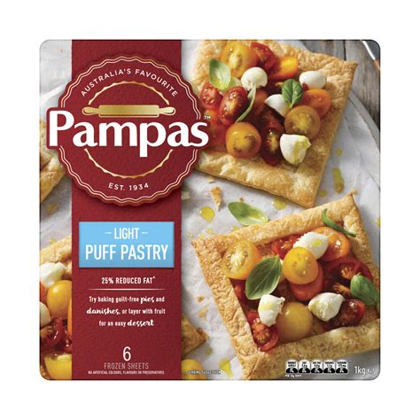 Buy Pampas Frozen Puff Pastry Sheets Extra Light 6 Pack 1kg Coles