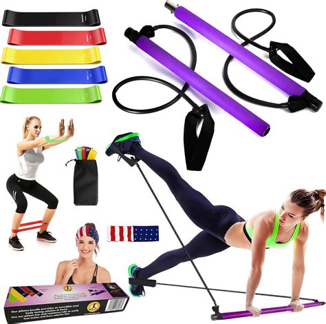 Pilates Bar Kit Portable Fitness Stick With Resistance Bands Home Gym Equipment And Yoga Ball