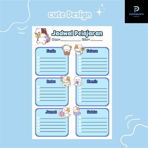 Jual Jadwal Pelajaran Lucu Study Planner Cute Themes Jadwal Pelajaran