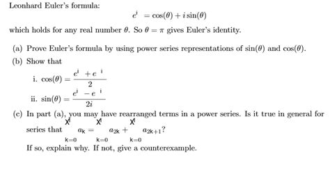 Solved Leonhard Euler S Formula E Cos Isin Which Chegg