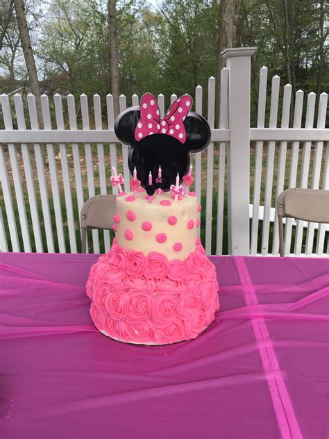 Minnie Mouse Two Tier Cake Tiered Cakes Two Tier Cake Cake