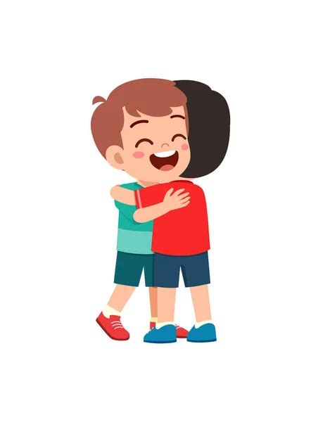 Little Kid Hug Best Friend Feel Happy Stock Vector by ©colorfuelstudio ...