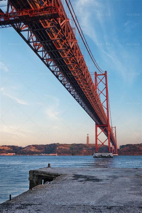 View Of 25 De Abril Bridge - Stock Photos | Motion Array