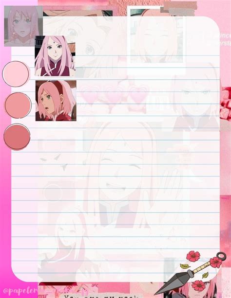 Plantilla De Word De Sakura Haruno Plantilla De Notas Imprimibles