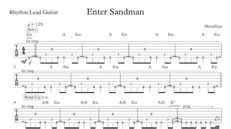 Enter Sandman - Rhythm Guitar - Music by the Measures